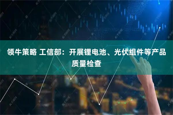 领牛策略 工信部：开展锂电池、光伏组件等产品质量检查